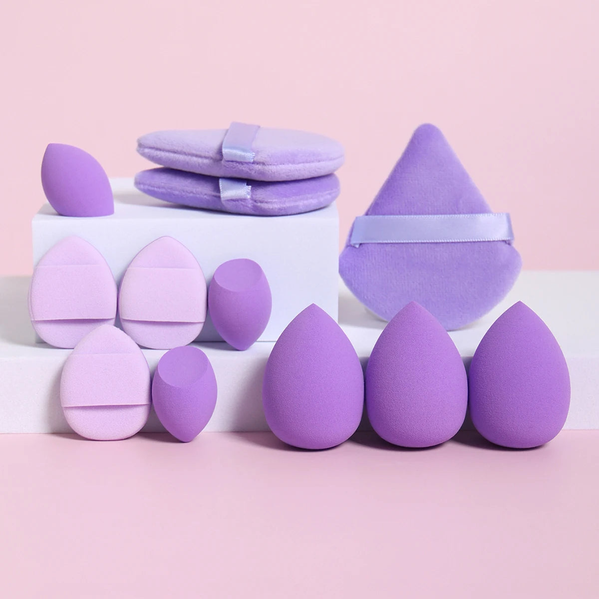 Set 12 Spugnette Trucco Multifunzione — Puff, Cuscinetti e Beauty Blender